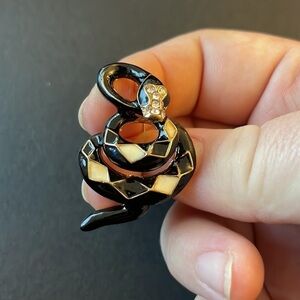 MACY'S Large gold snake brooch with crystal eye